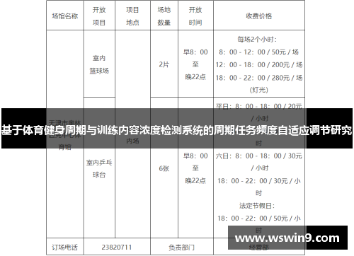 基于体育健身周期与训练内容浓度检测系统的周期任务频度自适应调节研究
